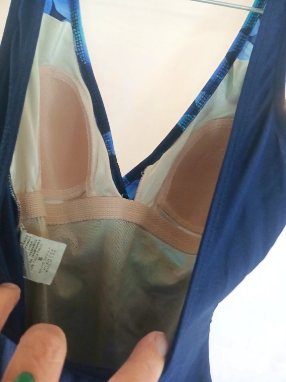 Vintage Longitude Blue Floral One‑Piece Swimsuit 8 Retro Resort Tropical USA - Picture 4 of 7